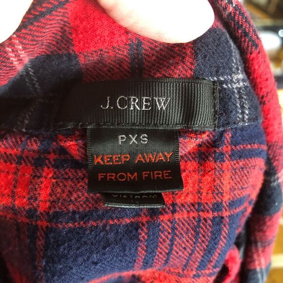 J Crew Collared Mixed Plaid Flannel Button Front Pajama Top - XS - Picture 9 of 11